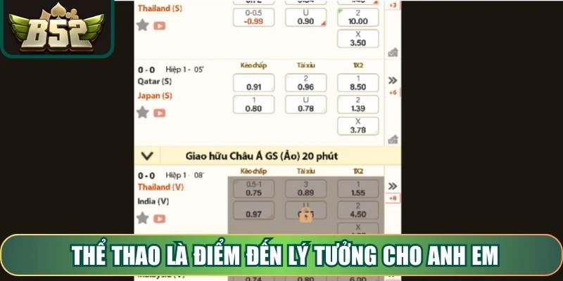 Thể thao là điểm đến lý tưởng cho những anh em có niềm đam mê cá cược